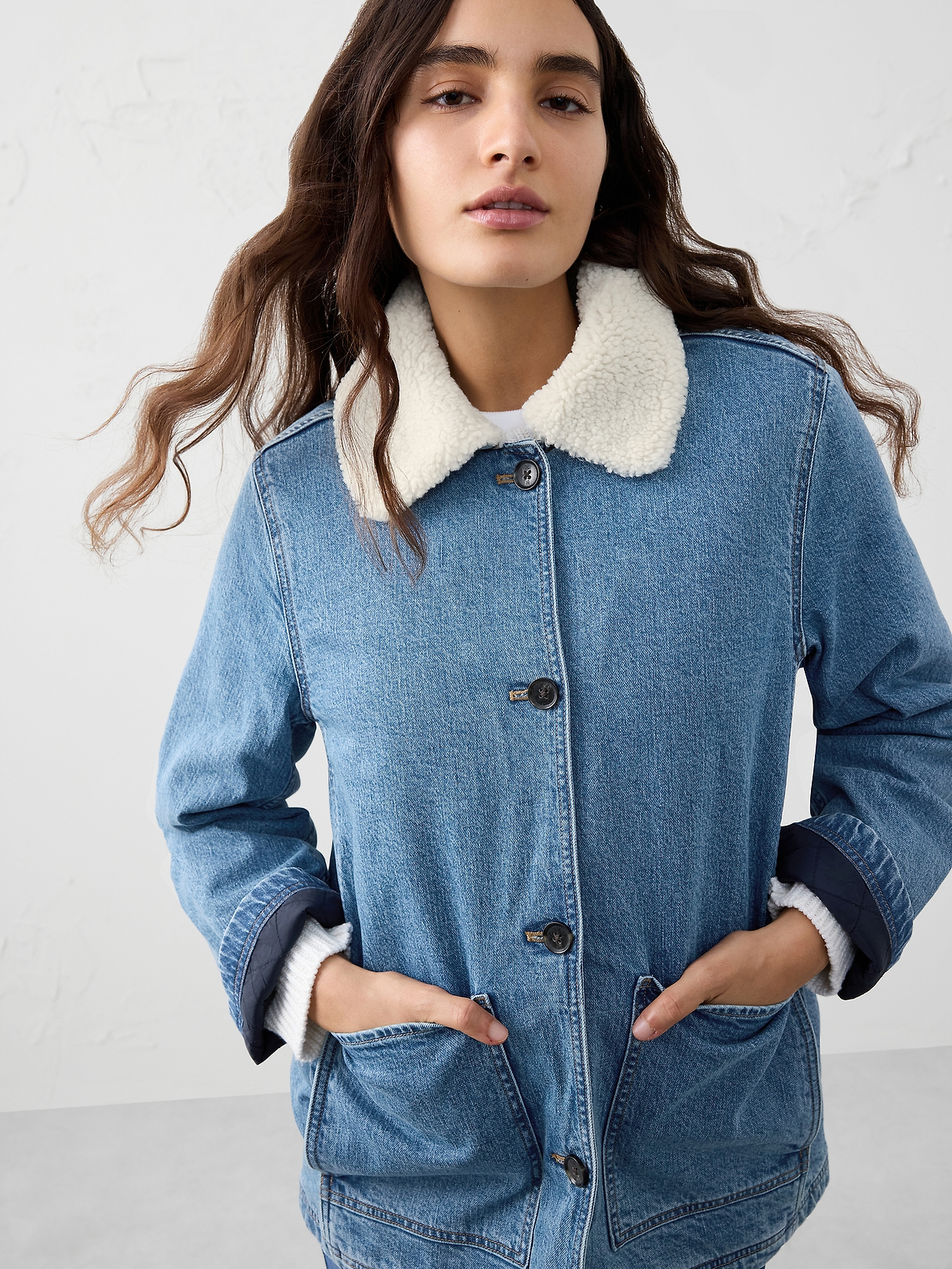 Sherpa Collar Denim Jacket | Banana Republic Factory