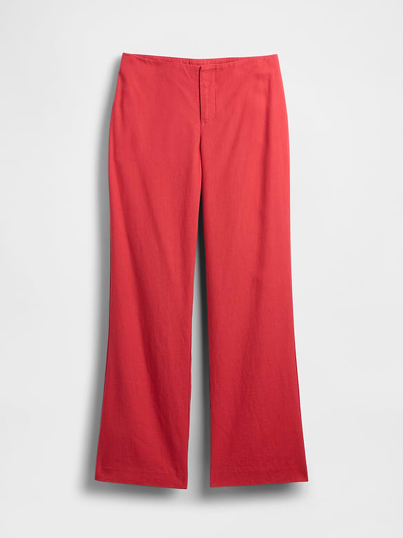 Low Rise Linen-Blend Flare Pants