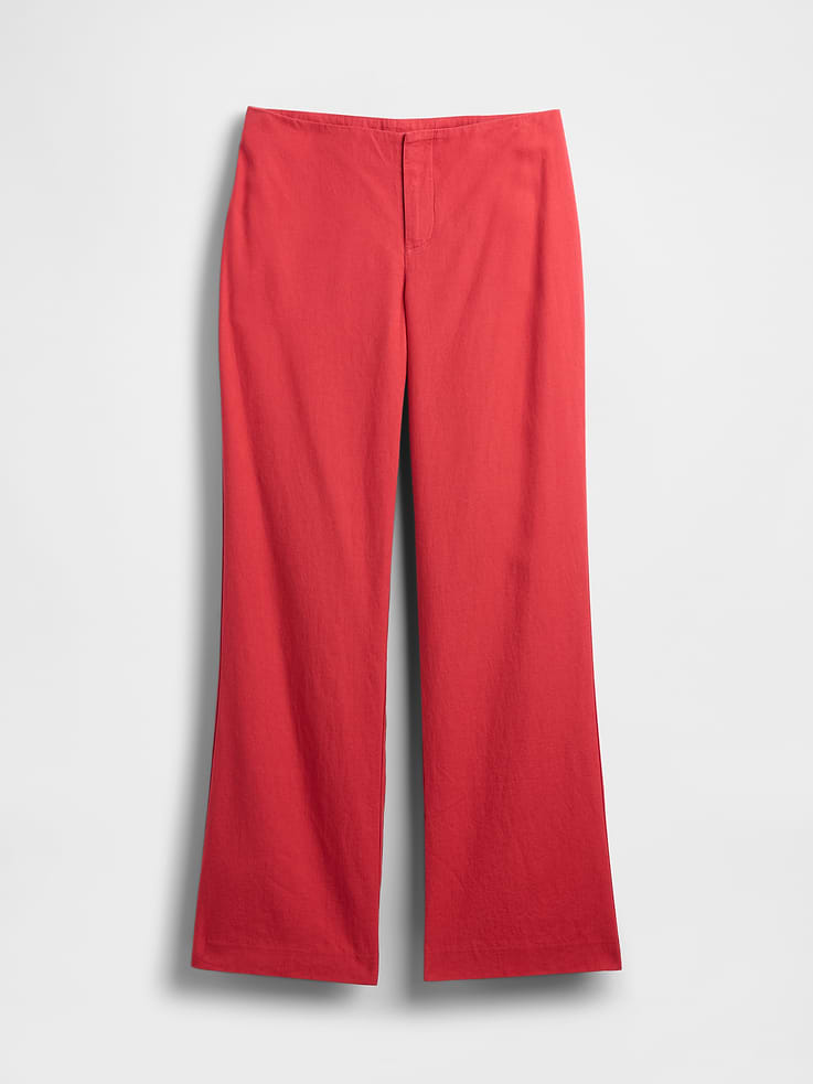 Image number 5 showing, Low Rise Linen-Blend Flare Pants