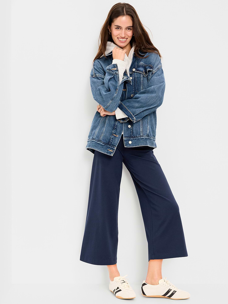 Image number 3 showing, High-Waisted Fashion Wide-Leg Cropped Leggings