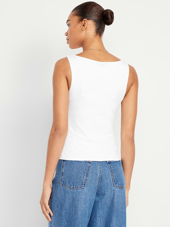 Hug Double-Layer Boat-Neck Top