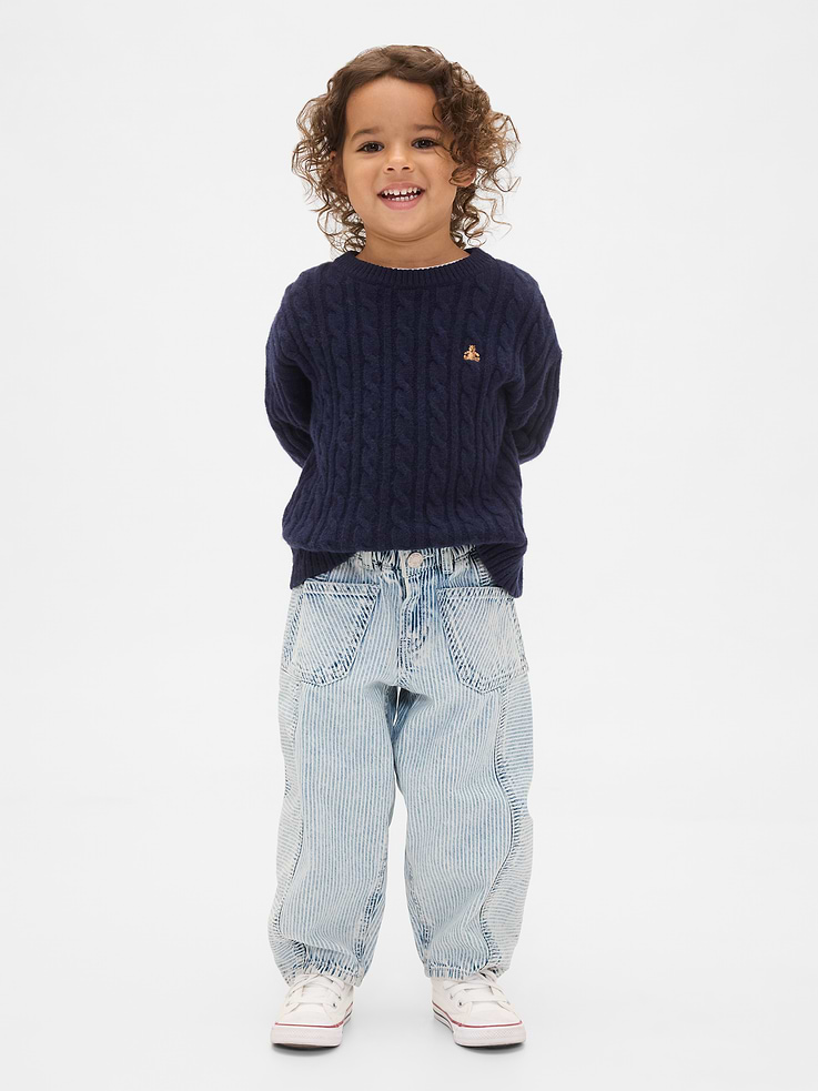 Image number 1 showing, Baby & Toddler Denim Stripe Horseshoe Jeans