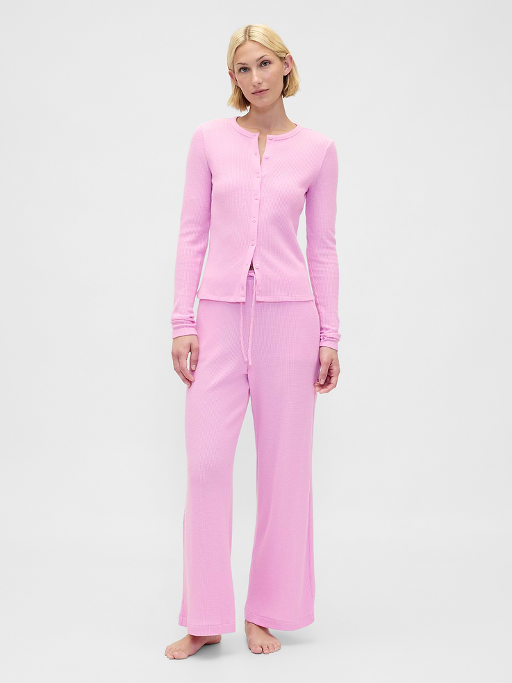 Image number 1 showing, Waffle Wide-Leg PJ Pants