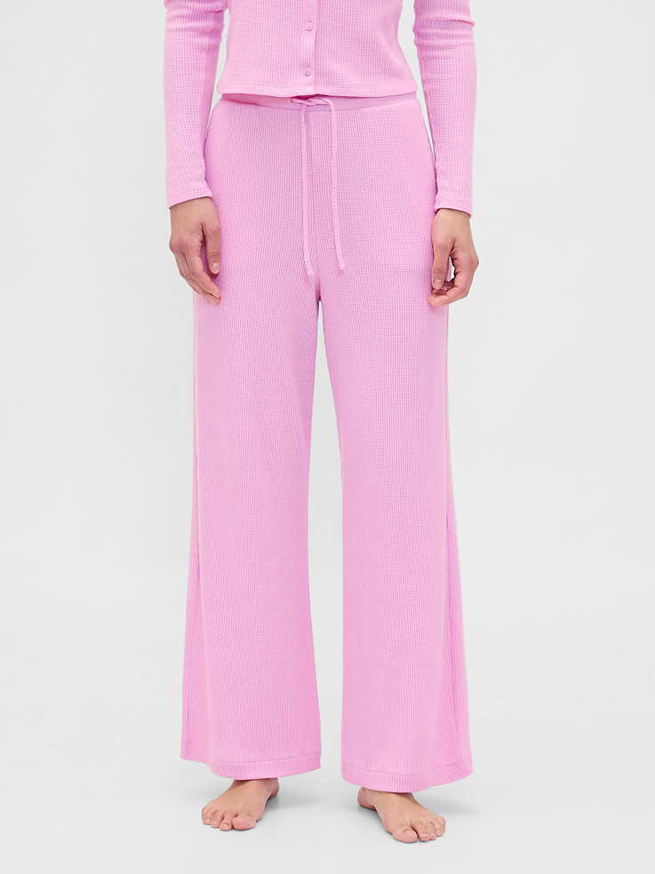 Image number 2 showing, Waffle Wide-Leg PJ Pants