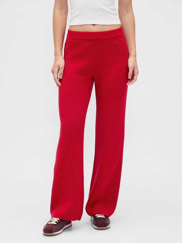 CashSoft Shaker-Stitch Sweater Pants