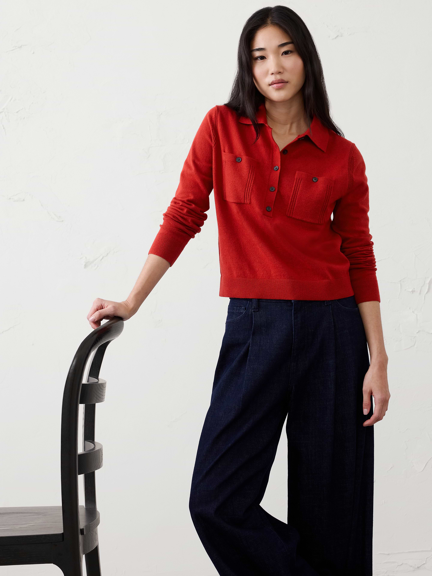 Image number 1 showing, Cloud Soft Polo Henley Pullover Sweater
