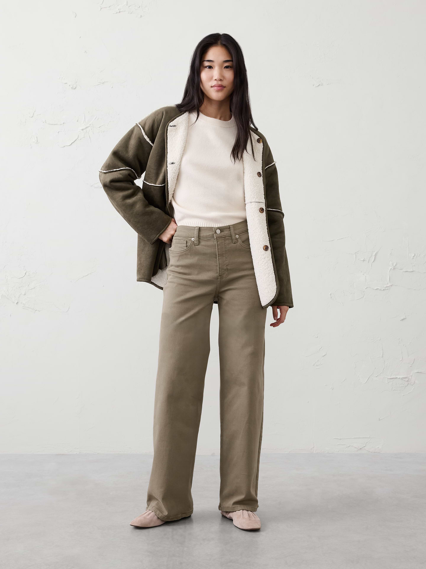 Image number 1 showing, Wide-Leg High-Rise Jean