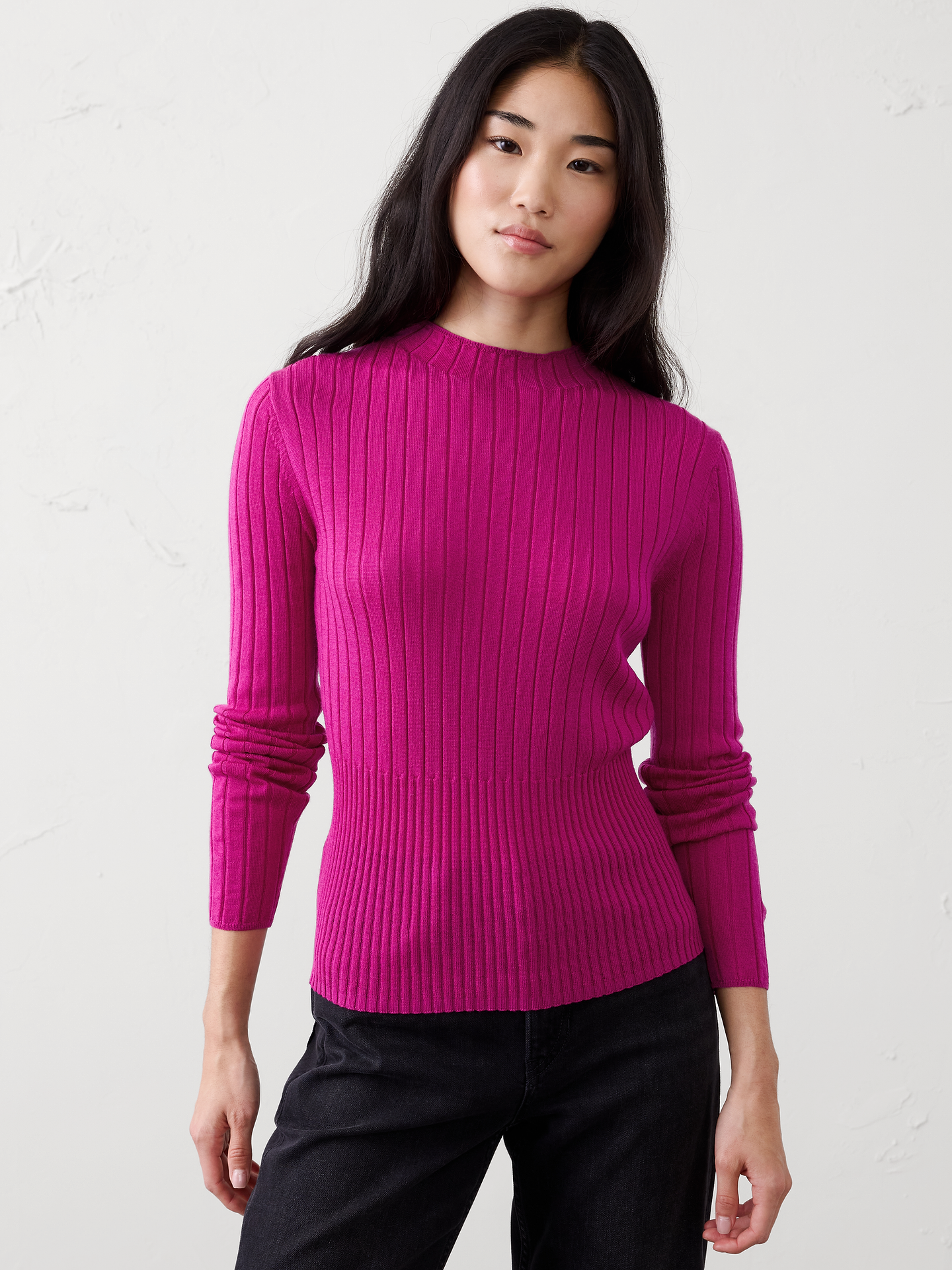Image number 3 showing, Merino Wool Ribbed Sweater