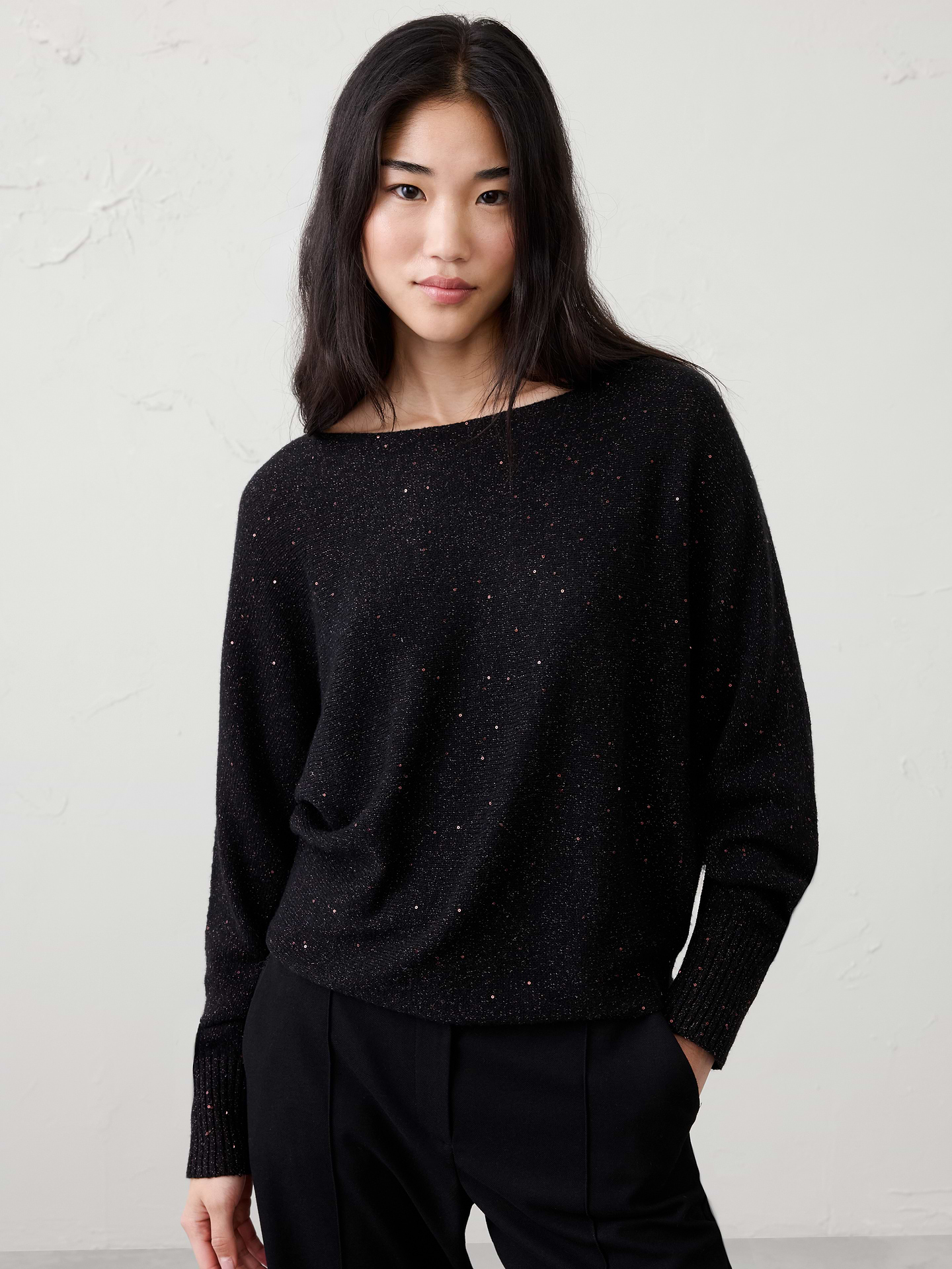 Image number 1 showing, Sequin Boatneck Pullover Sweater