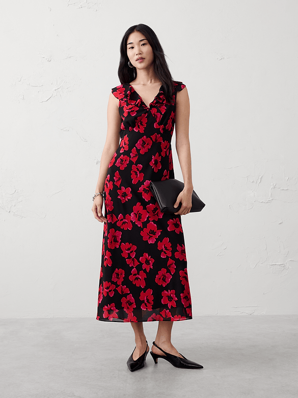 Bias Ruffle Maxi Dress