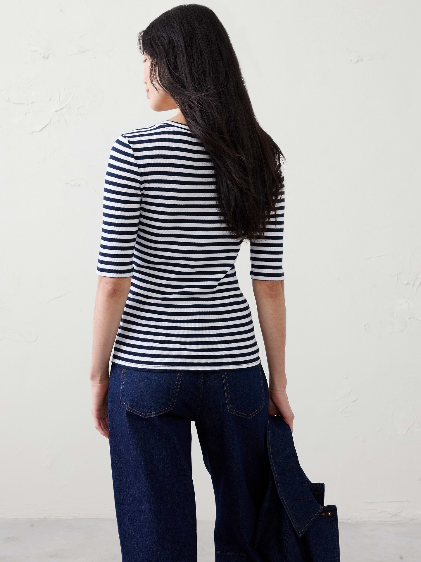 Image number 2 showing, Ribbed Elbow-Sleeve T-Shirt
