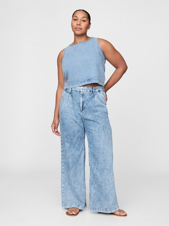 365 High Rise UltraSoft Pleated Denim Trousers