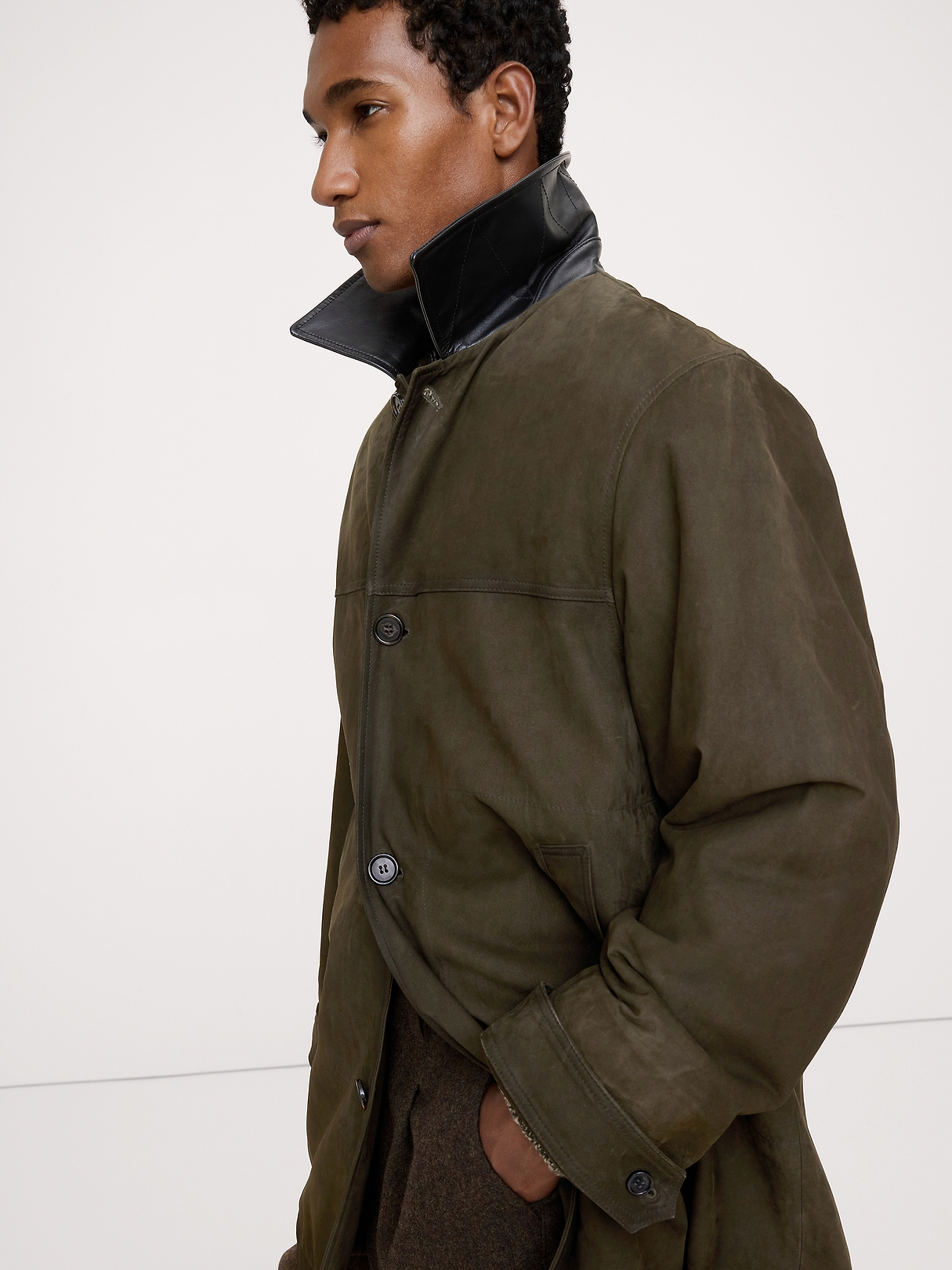 Nubuck Leather Car Coat | Banana Republic