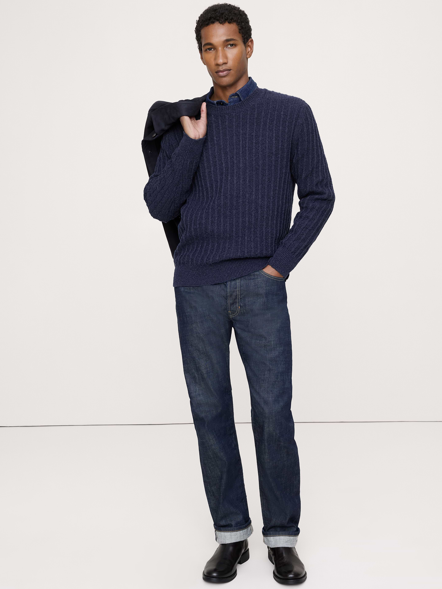 Image number 1 showing, Cotton-Linen Blend Crew-Neck Sweater
