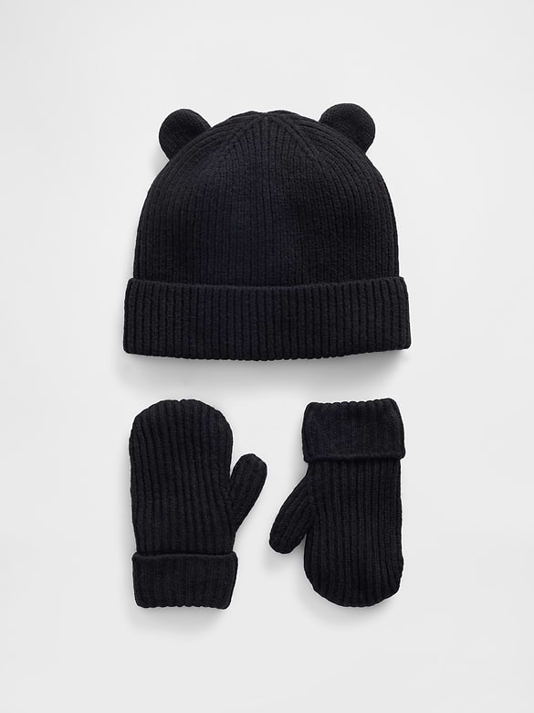 Baby & Toddler CashSoft Bear Beanie & Mittens Set