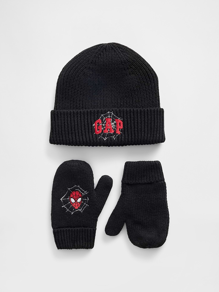 Image number 1 showing, Baby & Toddler Spider-Man Logo Beanie & Mittens Set