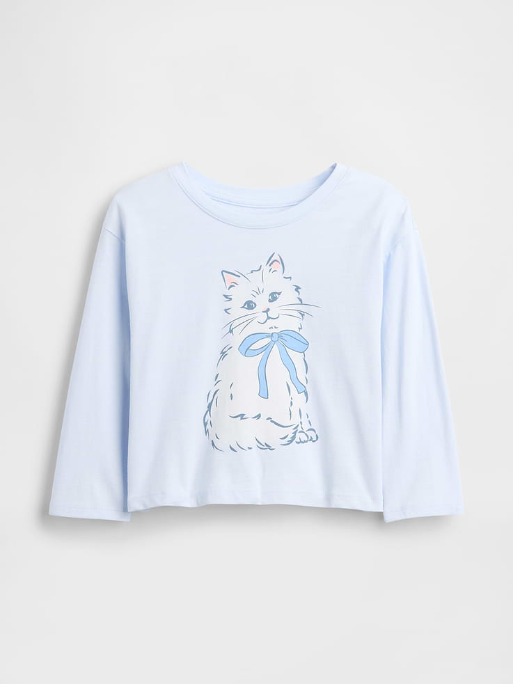 Image 1 of 2, Our favorite mix-and-match essentials go from tummy time to playtime in no time. All made with soft cotton in playful prints and bright colors., Soft cotton jersey relaxed T-shirt., Crewneck., Long sleeves with drop shoulders., Assorted graphics at front., Product #815992