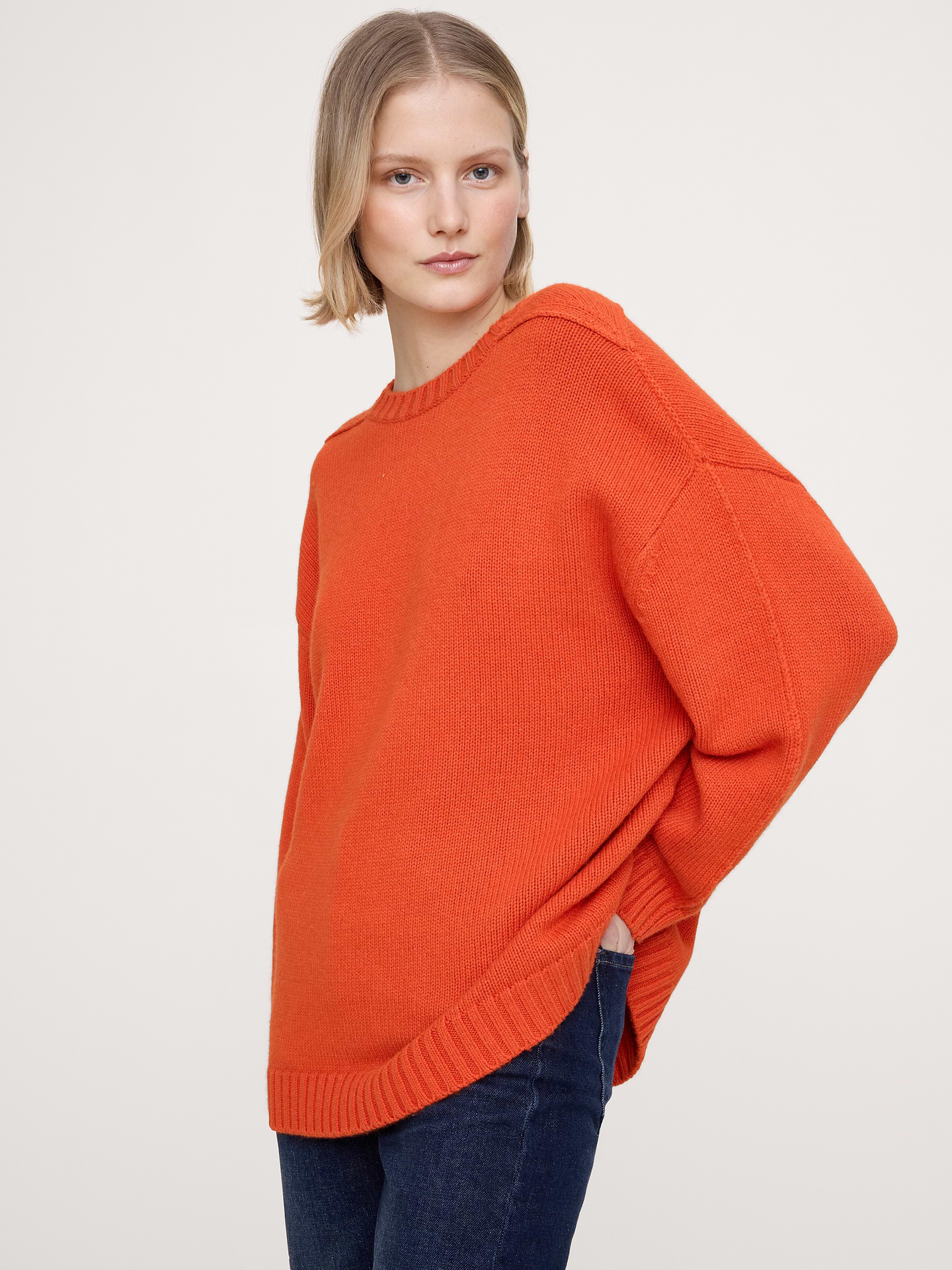 Image number 1 showing, Oversized Merino-Cotton Crew-Neck Sweater