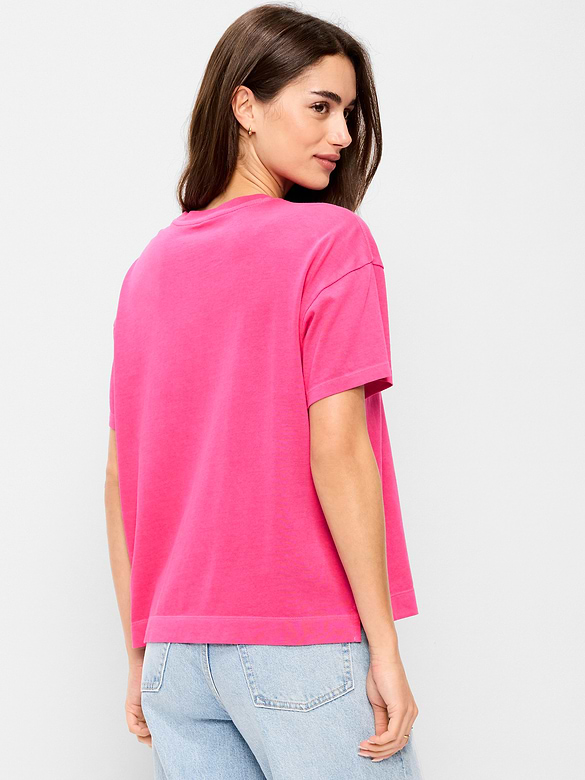 T-shirt ras du cou rétro pour femme
