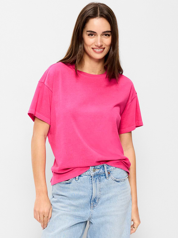 T-shirt ras du cou rétro pour femme