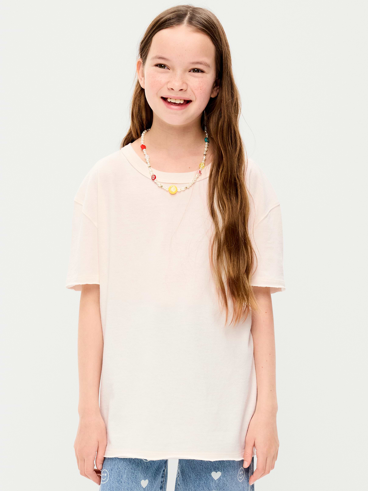 Image number 1 showing, Oversized Short-Sleeve Raw-Edge T-Shirt for Girls