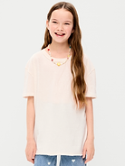 Image number 1 showing, Oversized Short-Sleeve Raw-Edge T-Shirt for Girls