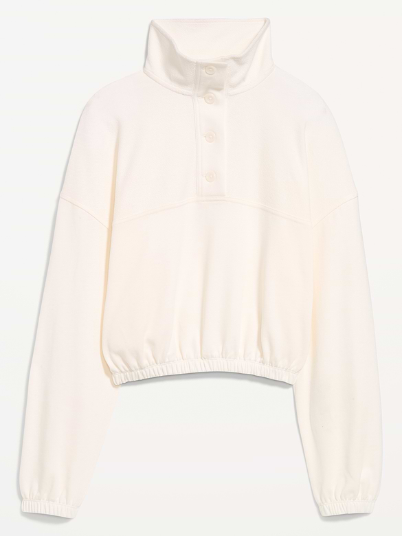 Button-Up Funnel-Neck Sweatshirt