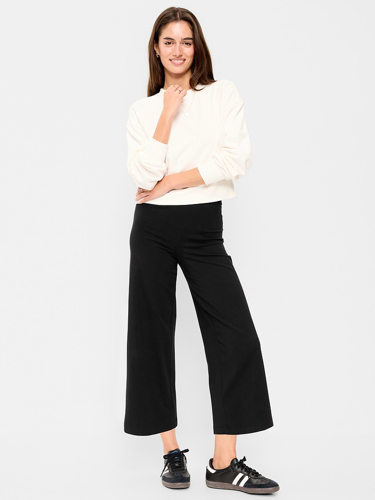 Image number 1 showing, High-Waisted Fashion Wide-Leg Cropped Leggings