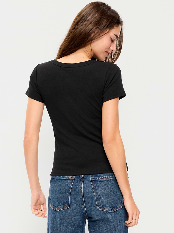 Snug V-Neck Crop T-Shirt