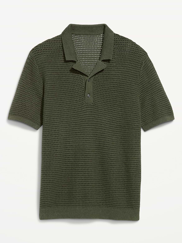 Short-Sleeve Polo Sweater