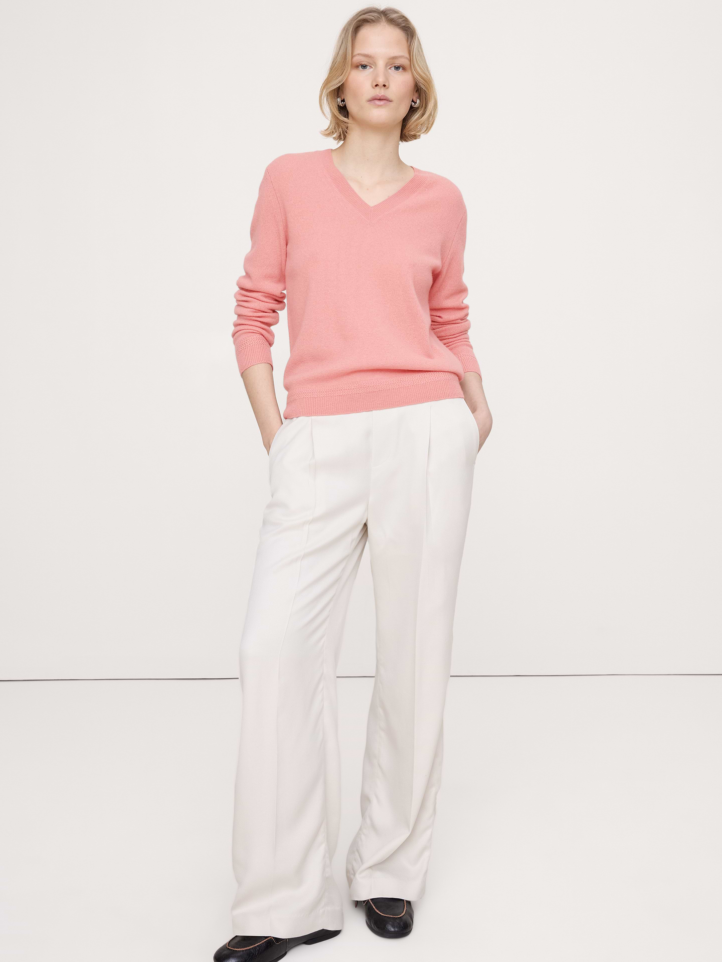 Image number 1 showing, Lightweight Cashmere V-Neck Sweater
