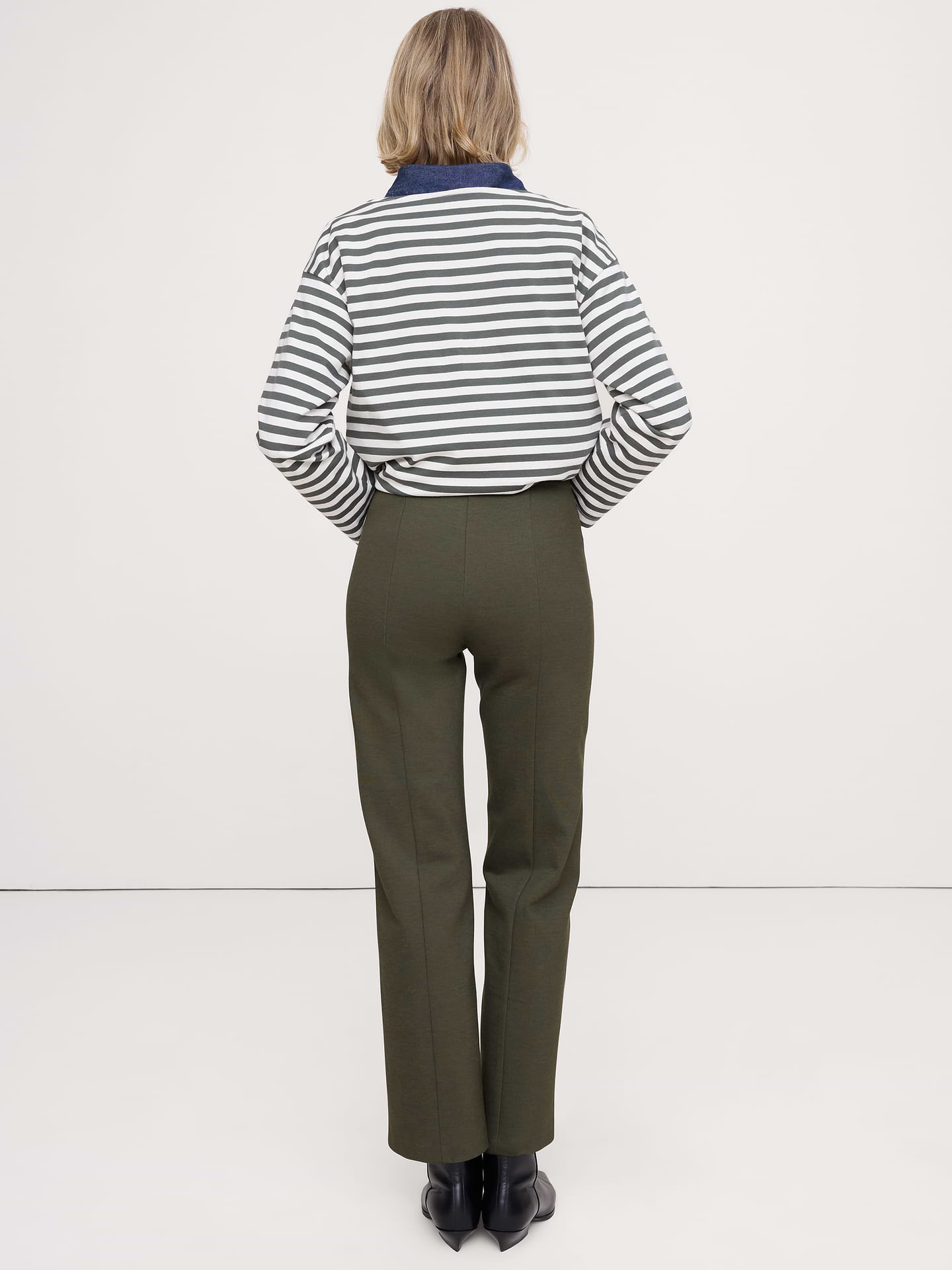 L'image numéro 3 présente Pantalon droit Tout-aller en tricot point de Rome longueur cheville