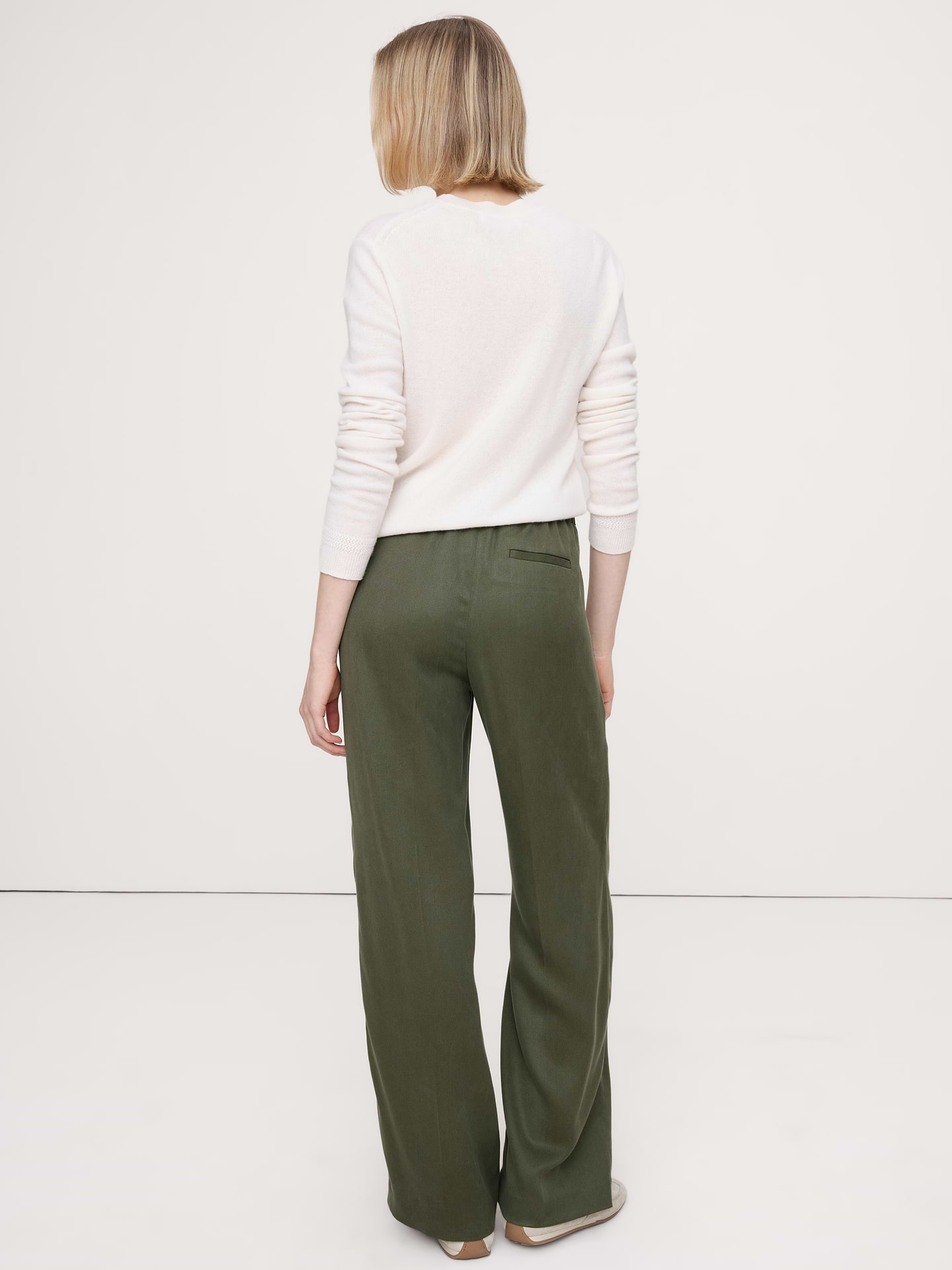 Image number 3 showing, High-Rise Wide-Leg Drapey TENCEL™ Pull-On Pant