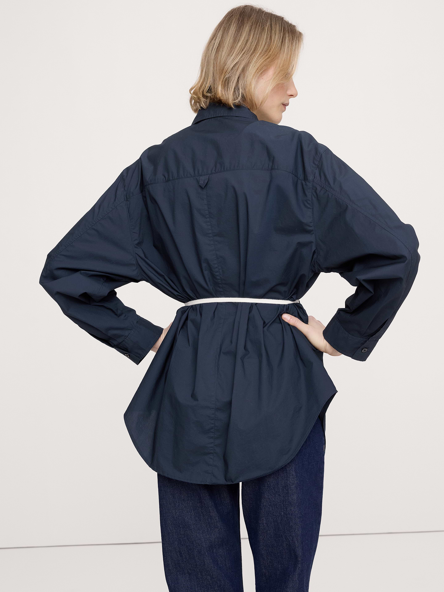 Image number 3 showing, Cotton Poplin Drawstring-Waist Tunic