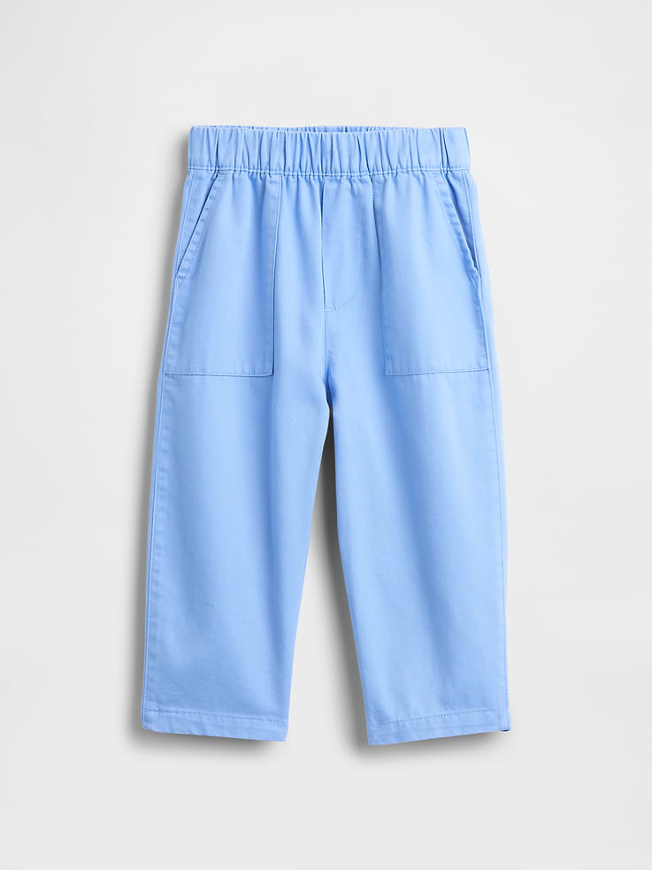 Image 1 of 2, The softest denim ever made. Our exclusive, ultra-light Tencel™ blend with an easy drape for year-round wears., Supersoft cotton-Tencel blend pull-on barrel pants., Elasticized waist., Side slant pockets, back patch pockets., This product was made in a factory that invests in gender equity and women’s empowerment through RISE. Learn more at gapinc.com/equity ., Product #887563