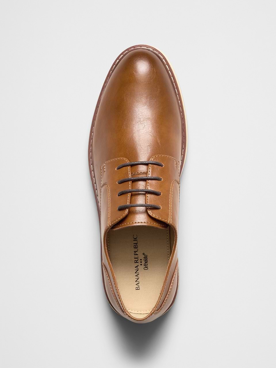 Men's Vegan Leather Casual Oxford Cognac Regular Size 10 1/2