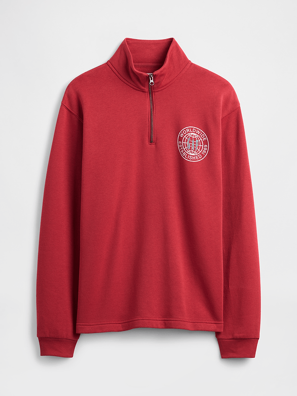 Relaxed Gap Graphic Quarter-Zip Sweatshirt