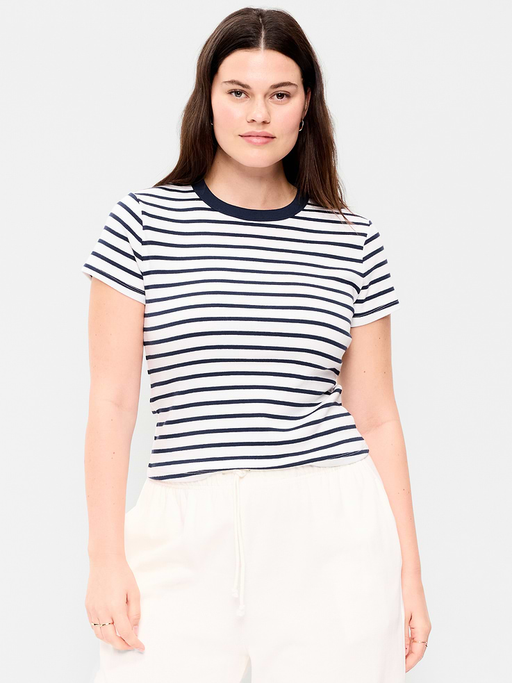 Image number 5 showing, Snug Crew-Neck Ribbed T-Shirt