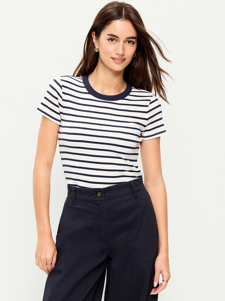 Image number 1 showing, Snug Crew-Neck Ribbed T-Shirt