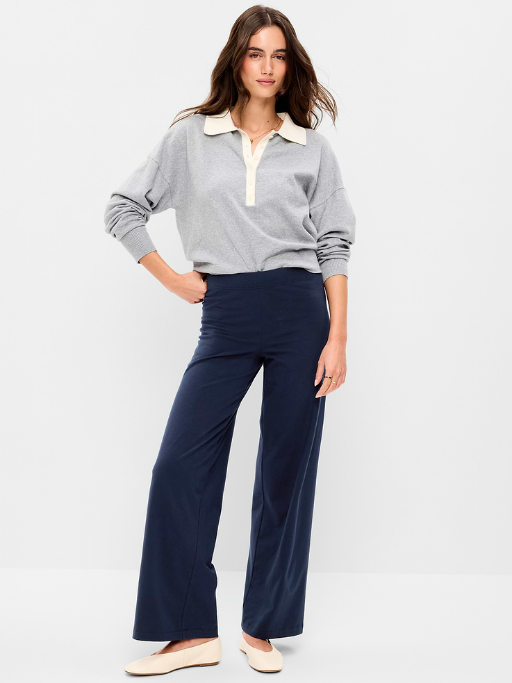 Image number 1 showing, High-Waisted Fashion Wide-Leg Leggings