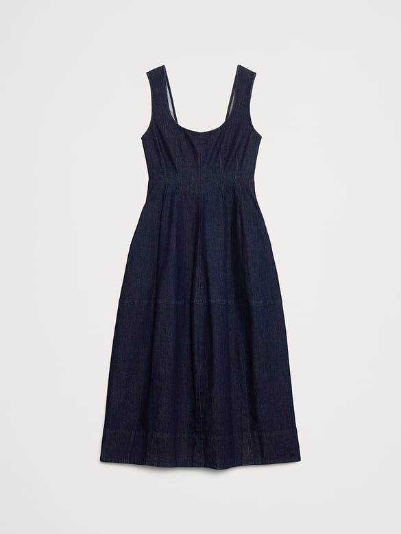 Denim Barrel Midi Dress