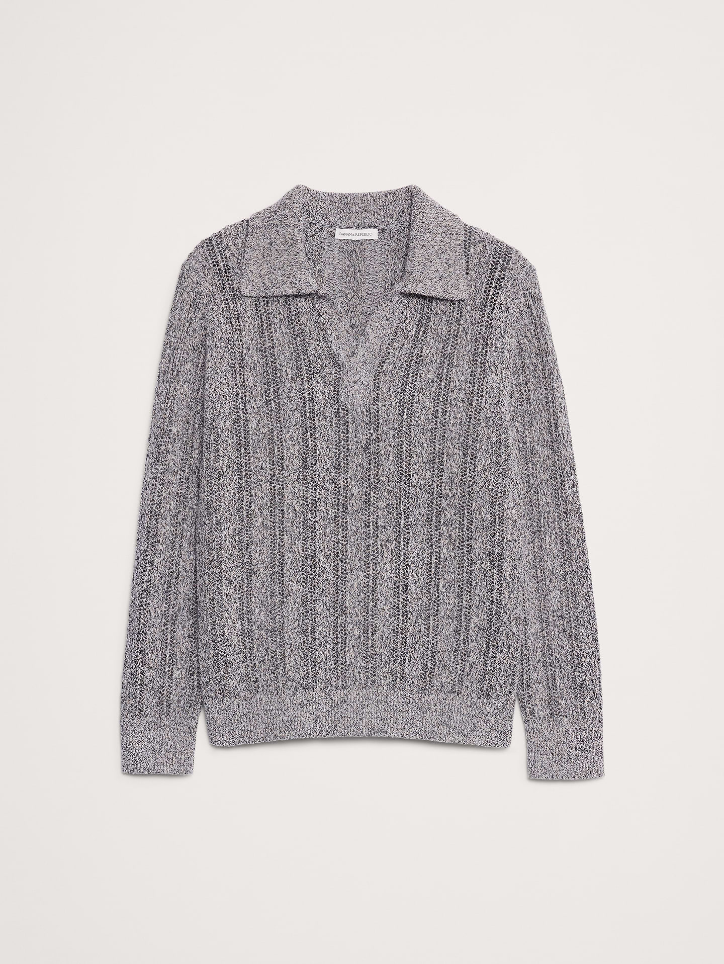 L'image numéro 4 présente Chandail à col polo en mélange de coton à point zigzag