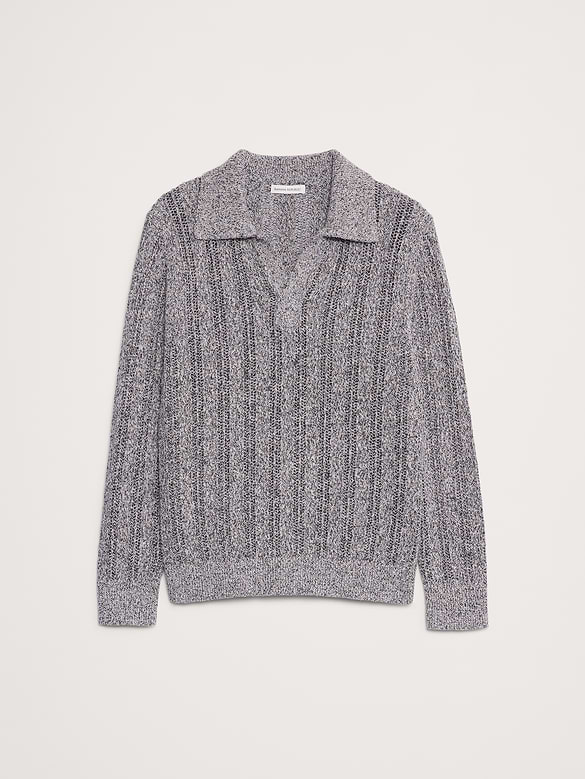 Cotton-Blend Zig-Zag Sweater Polo