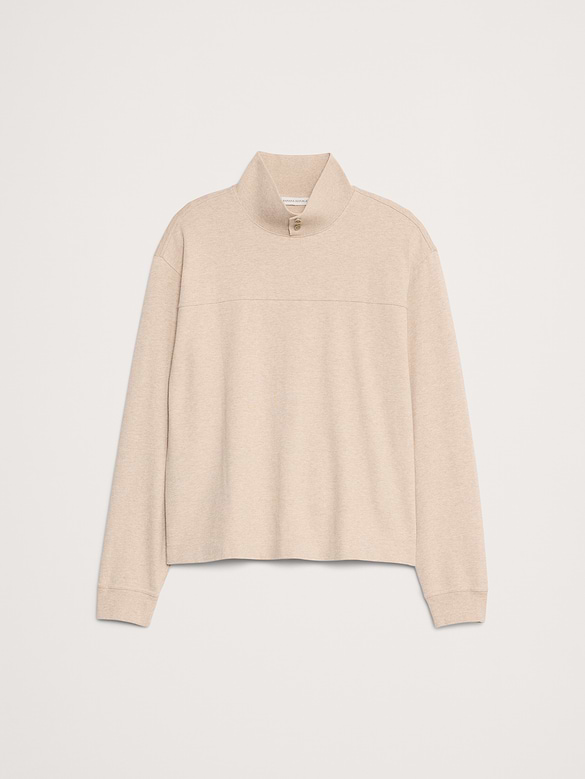 Cotton Fleece Mock Neck Sweatshirt