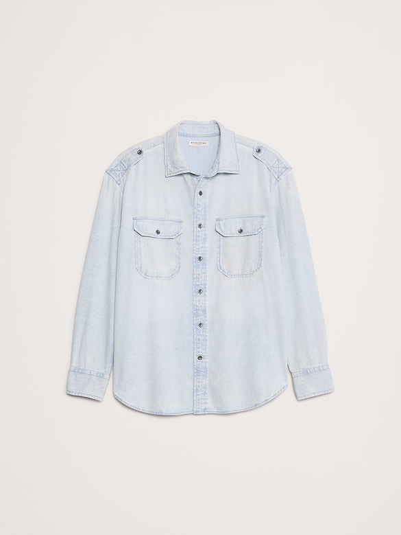 Relaxed-Fit Washed Denim Utility Shirt