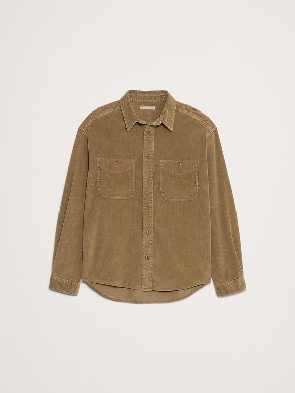 Relaxed-Fit Corduroy Shirt with Suede Elbow Patches