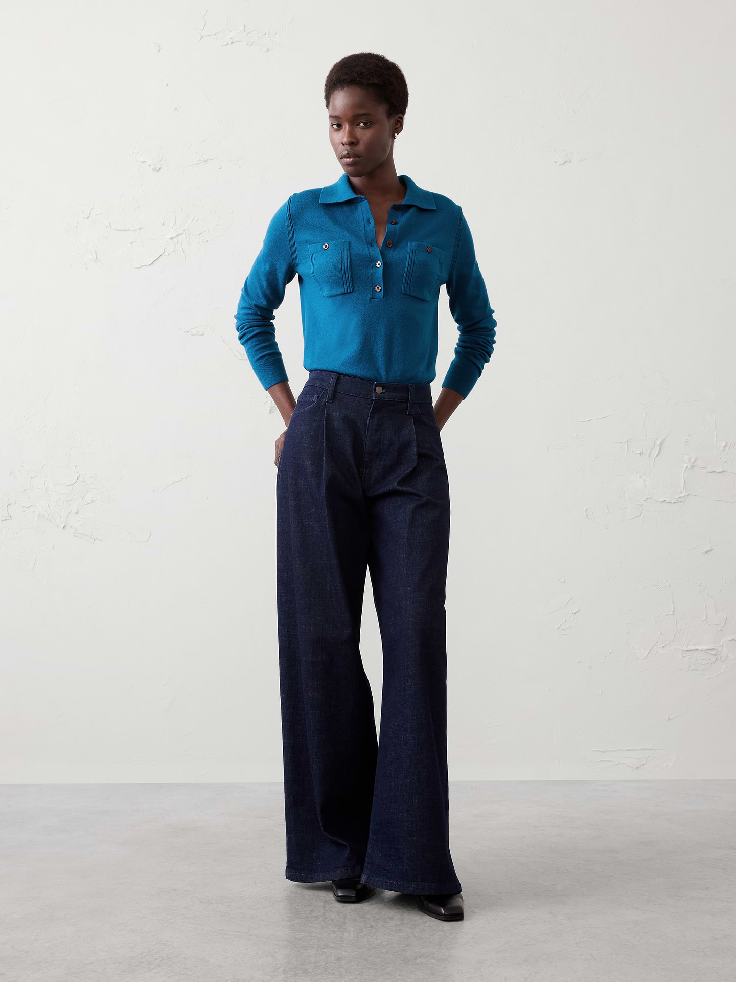 Image number 1 showing, Cloud Soft Polo Henley Pullover Sweater