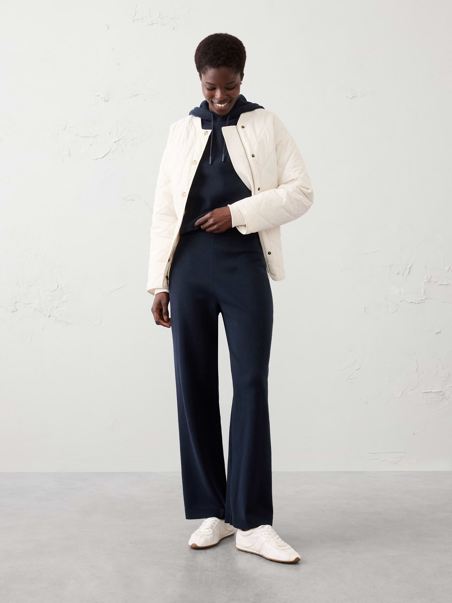Image number 1 showing, Wide-Leg Mid-Rise Pull-On Sweater Pant