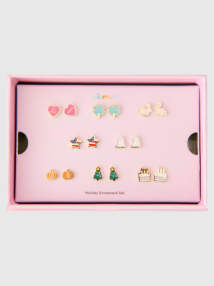 Image 1 of 2, High-quality earrings made for girls with sensitive ears, perfect for every celebration and everyday wear., Featuring festive designs for year-round style, these stainless steel screw-backs are completely waterproof and safe for all-day comfort., The flat flower design and secure screw-back closure ensure worry-free wear from Valentine’s Day to Christmas and every occasion in between., A thoughtful, versatile gift that combines timeless charm, comfort, and lasting durability.