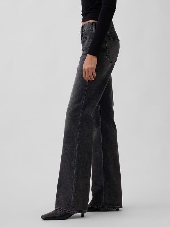 Mid Rise Rigid Relaxed Flare Jeans